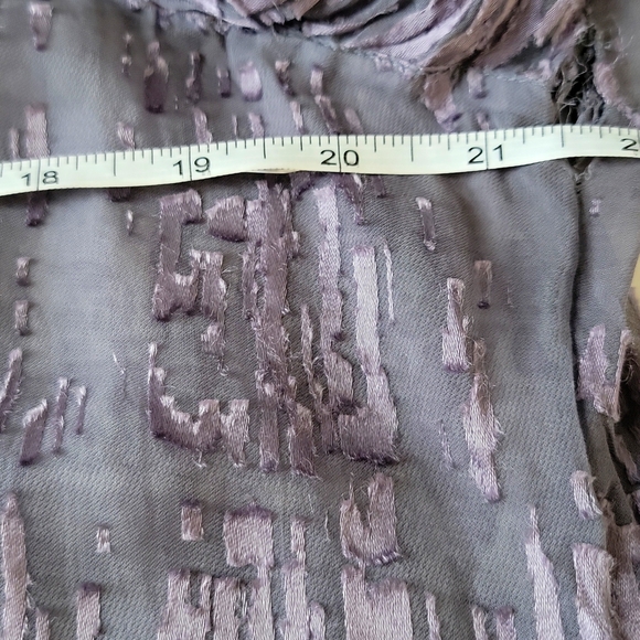 New York & Co Sheer Silk Blend Button-Up Blouse Long Sleeves Purple Gray Large - Picture 13 of 16